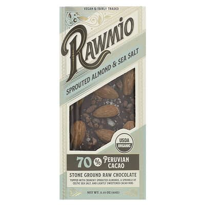 Темный шоколад Rawmio 70% Cacao, Sprouted Almond & Sea Salt, 2.12 oz (60 g)