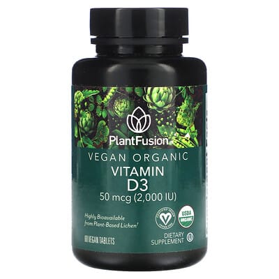 Organic Vegan Vitamin D3, 50 mcg (2,000 IU), 60 Vegan Tablets