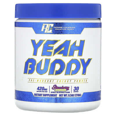 Signature Series, Yeah Buddy®, Pre-Workout Energy Powder, Strawberry Lemonade, 9.5 oz (270 g)