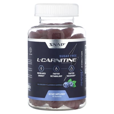 L-Carnitine Gummies, Blueberry, без сахара, 60 Gummies (250 mg per Gummy)