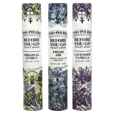 On-The-Go, Before-You-Go® Toilet Sprays, Value Set, 3 Sprays, 0.34 fl oz (10 ml) Each