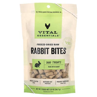 Vital Essentials Сушеные кусочки кролика, лакомство для собак, 56.7 g