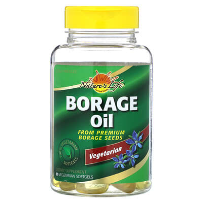 Масло бораго Vegetarian Borage Oil, 60 мягких капсул