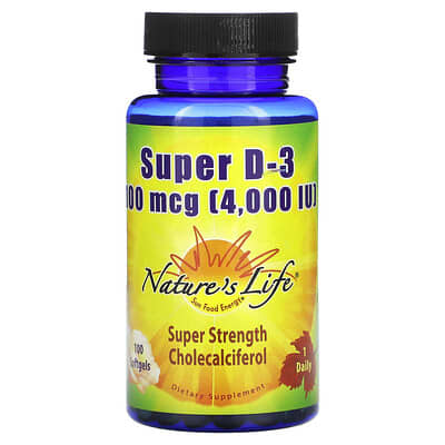 Витамин D3, 100 mcg, 100 мягких капсул Nature's Life