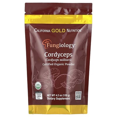 California Gold Nutrition Fungiology®, органический порошок Cordyceps Militaris, 4.2 oz
