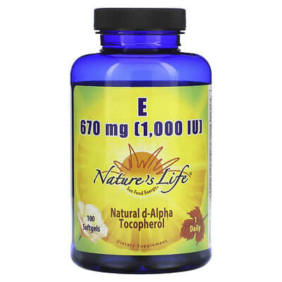 Nature's Life Витамин E, 670 mg, 100 Softgels