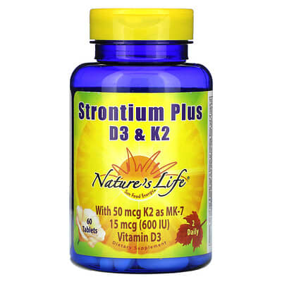 Nature's Life Strontium Plus с K2 и D3, 60 Tablets