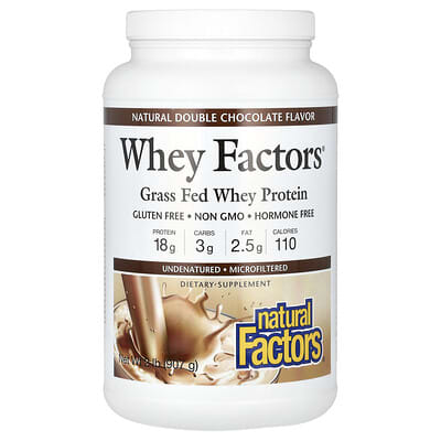 Whey Factors, протеин из молочной сыворотки, Natural Double Chocolate, 2 lb (907 g)