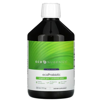 Эликсир EcoProbiotic, Пре + Пробиотик, натуральная ягода, 17 fl oz (502 ml)