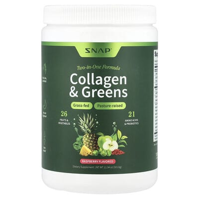 Snap Supplements коллаген и зелень, малина, 11.34 oz (321.6 g)