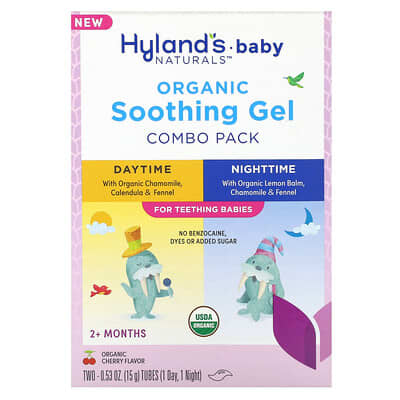 Baby, Organic Soothing Gel Combo Pack, Daytime/Nighttime, 2+ Months, Organic Cherry, 2 Tubes, 0.53 oz (15 g) Each