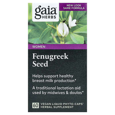Женская Gaia Herbs Fenugreek Seed, 60 Liquid Phyto-Caps® (390 mg per Capsule)