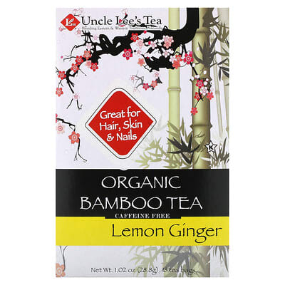 Uncle Lee's Tea Органический чай с лимоном и имбирем, без кофеина, 18 пакетиков, 1.02 oz (28.8 g)