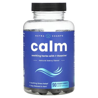 Веганские жевательные витамины NutraChamps Calm, Natural Berry, 90 шт