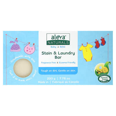 Baby, Stain & Laundry Bar Soap, Fragrance Free, 0.48 lb (220 g)