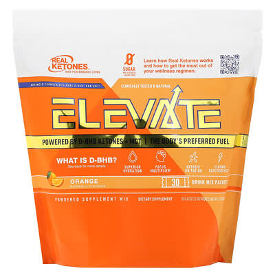 Elevate, Orange, 30 Drink Mix Packets,  0.43 oz (12.3 g) Each