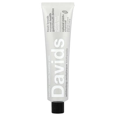 Зубная паста Davids Whitening + Antiplaque, Natural Mint + Charcoal, 5.25 oz (149 g)