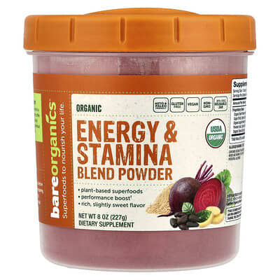 Смесь для энергии и выносливости BareOrganics Organic, 8 oz (227 g)
