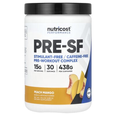 Performance, Pre-SF, Stimulant-Free Pre-Workout Complex, Peach Mango, 15.6 oz (438 g)