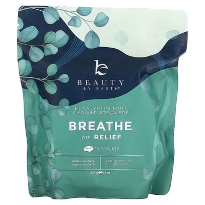 Beauty By Earth Breathe for Relief Shower Steamers Eucalyptus Mint 14 шт 14 oz (396 g)