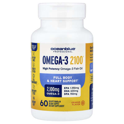 Профессиональные добавки OceanBlue Omega-3 2100®, Orange, 60 Softgels (1,050 mg per Softgel)