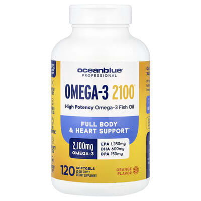 OceanBlue Professional Omega-3 2100®, высокая концентрация, апельсин, 120 софтгелей (1,050 mg на софтгель)