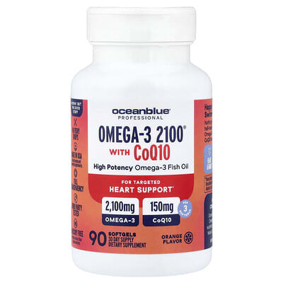 OceanBlue Профессиональный комплекс Omega-3 2100® с CoQ10, Апельсин, 90 мягких капсул