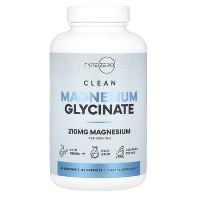 Clean, Magnesium Glycinate, 180 Capsules (70 mg per Capsule)