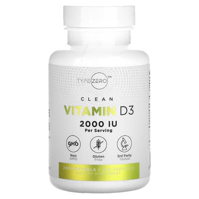 Витамин D3 TypeZero, 50 mcg (2,000 IU), 240 мягких капсул