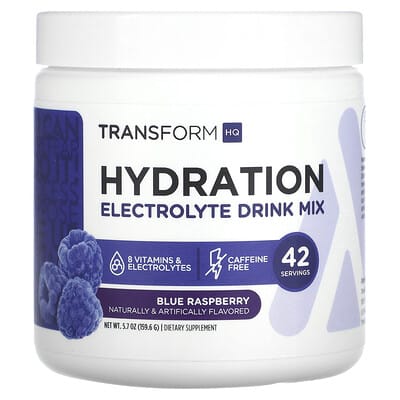 Hydration, Electrolyte Drink Mix, Caffeine Free, Blue Raspberry, 6 oz (168 g)