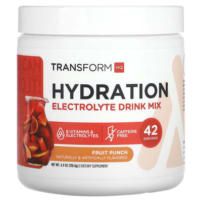 Электролитный напиток TransformHQ Hydration, Fruit Punch, 4.9 oz (138.6 g)
