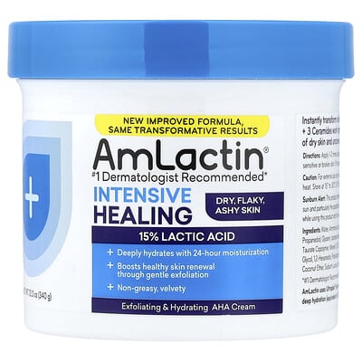 Intensive Healing, Exfoliating & Hydrating AHA Cream, Dry, Flaky, Ashy Skin, 12 oz (340 g)