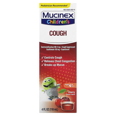 Детский сироп Mucinex Cough, Cherry, 4 fl oz (118 ml)
