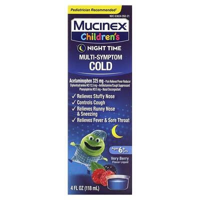 Детское средство от простуды Mucinex Multi-Symptom Cold Night Time 4 fl oz (118 ml)