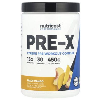 Performance, Pre-X, Xtreme Pre-Workout Complex, Peach Mango, 1 lb (450 g)