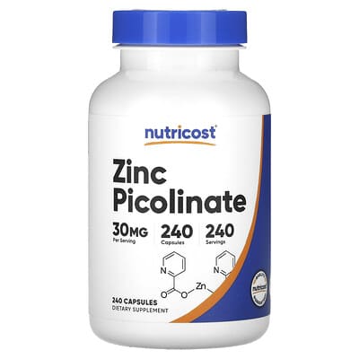 Пиколинат цинка Nutricost, 30 mg, 240 капсул