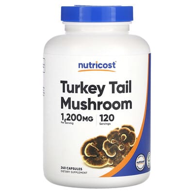 Грибы Turkey Tail, 240 капсул (600 mg на капсулу)