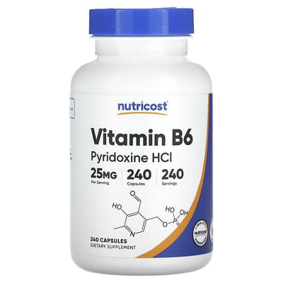 Витамин B6, Pyridoxine HCl, 25 mg, 240 капсул