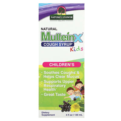 Nature's Answer Natural Mullein-X сироп от кашля, Детский, 4 fl oz (120 ml)