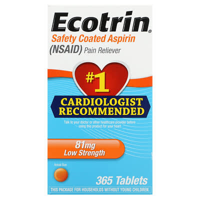Safety Coated Aspirin, Low Strength, 81 mg, 365 Tablets