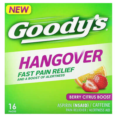 Hangover, быстрое облегчение боли, Berry Citrus Boost, 16 упаковок