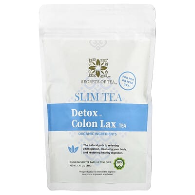 Детокс чай Secrets of Tea Slim Tea, Detox™ Colon Lax Tea, 20 Tea Bags, 1.47 oz (41 g)
