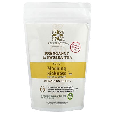 No To Morning Sickness® чай Персик и Имбирь без кофеина, 20 пакетиков, 1.47 oz (41 g)
