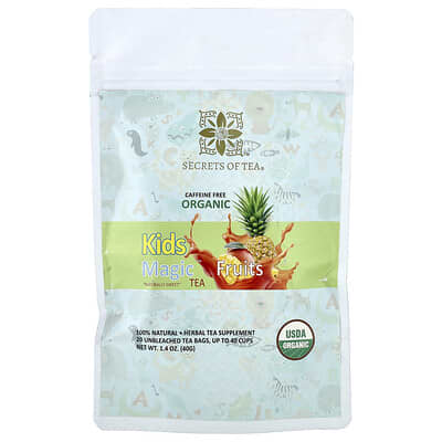 Secrets of Tea органический детский чай Magic™, фруктовый, без кофеина, 20 чайных пакетиков, 1.4 oz (40 g)