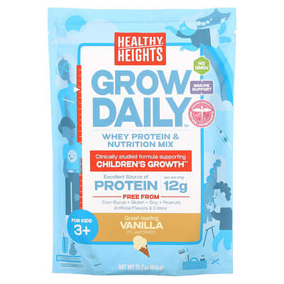 Смесь протеина и питательных веществ Grow Daily Whey Protein & Nutrition Mix, Vanilla, 21.7 oz (616 g), Детский
