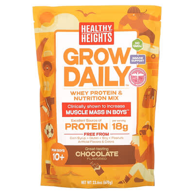 Grow Daily™, Whey Protein & Nutrition Mix, For Boys 10+, Chocolate, 23.6 oz (670 g)