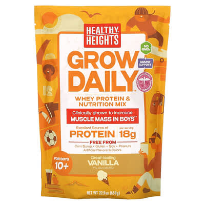 Grow Daily™, Whey Protein & Nutrition Mix, For Boys 10+, Vanilla, 22.9 oz (650 g)