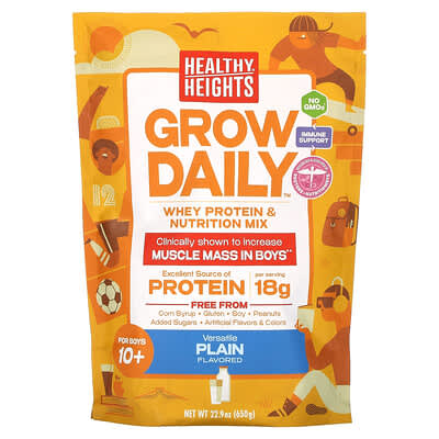 Смесь протеина и питательных веществ Grow Daily, для мальчиков 10+, Plain, 22.9 oz (650 g)