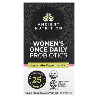 Женские пробиотики Ancient Nutrition Once Daily, 25 Billion CFU, 30 капсул