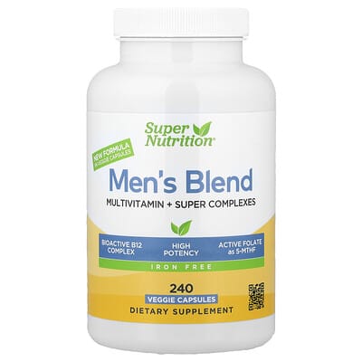 Мужские мультивитамины с Super Adaptogen Complex, Super BlueGreen Complex и Super Spice Complex, Iron Free, 240 Veggie Capsules